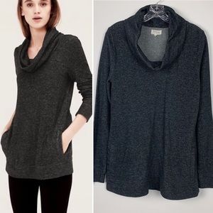 Cowl Neck Pullover Tunic Sweater Charcoal Heather